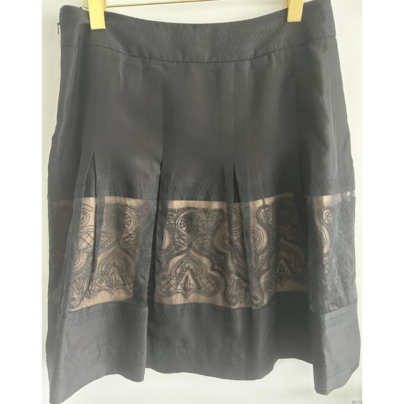 ECCOCI Black Silk Skirt With Lace Sz 8 - Picture 2 of 8